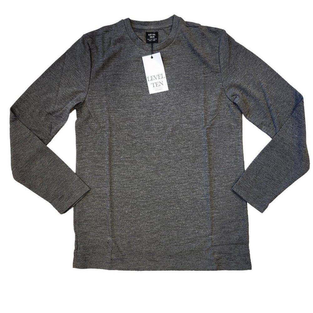 Level Ten Long Sleeve Knit Shirt Gray Men's Size Small